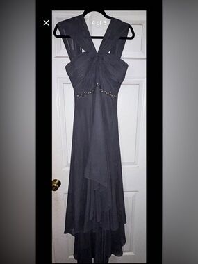 Elegant Beaded grey Evening Dress